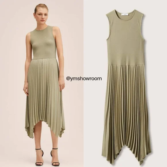 Mango | Dresses | Mango Asymmetrical Pleated Dress | Poshmark